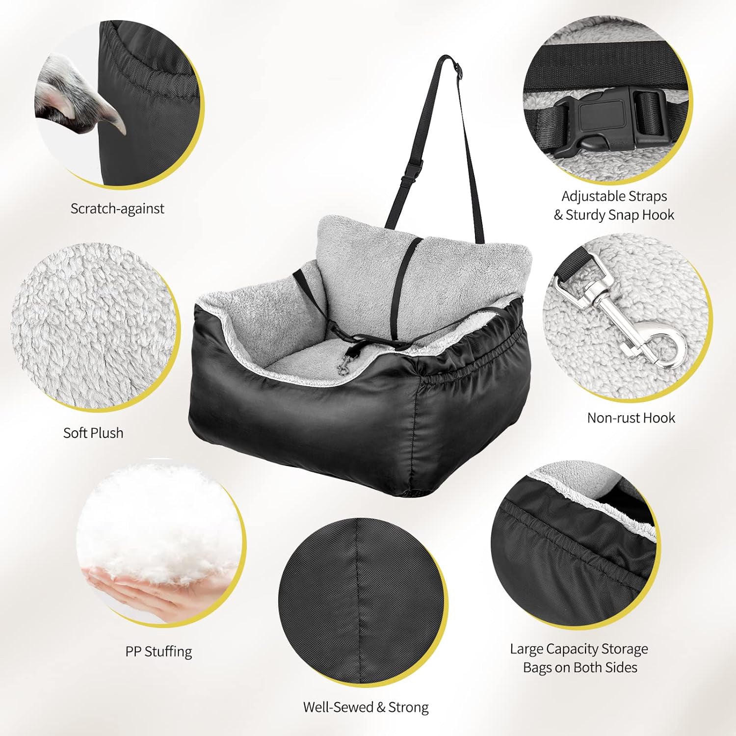 Detachable Washable Pet Car Seat Bed