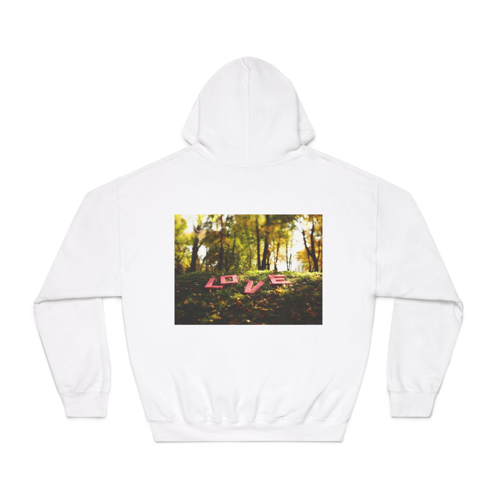 LOVE Woodland Photo Hoodie — Romantic Forest Graphic Sweatshirt