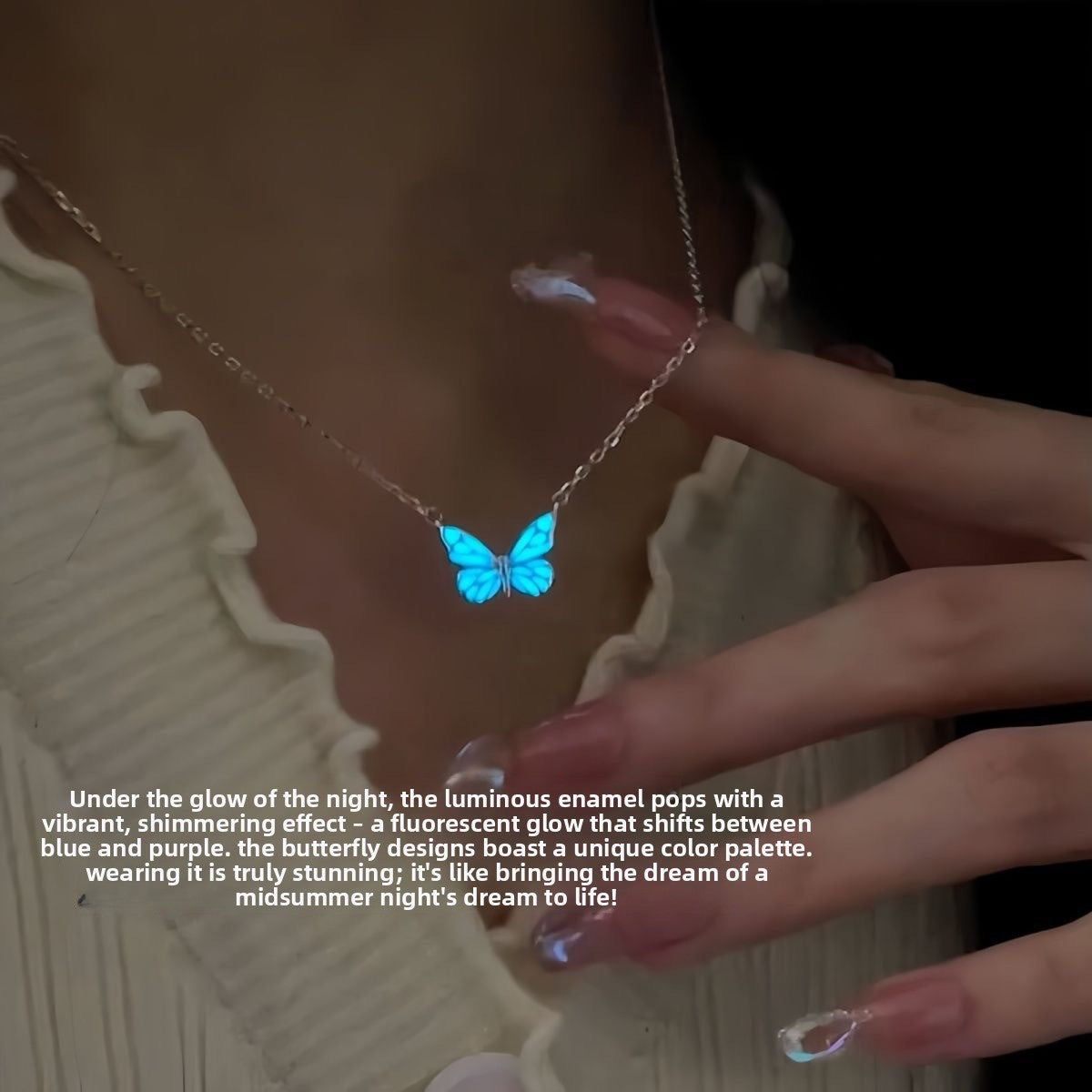 Luminous Butterfly Adjustable Necklace and Bracelet Set