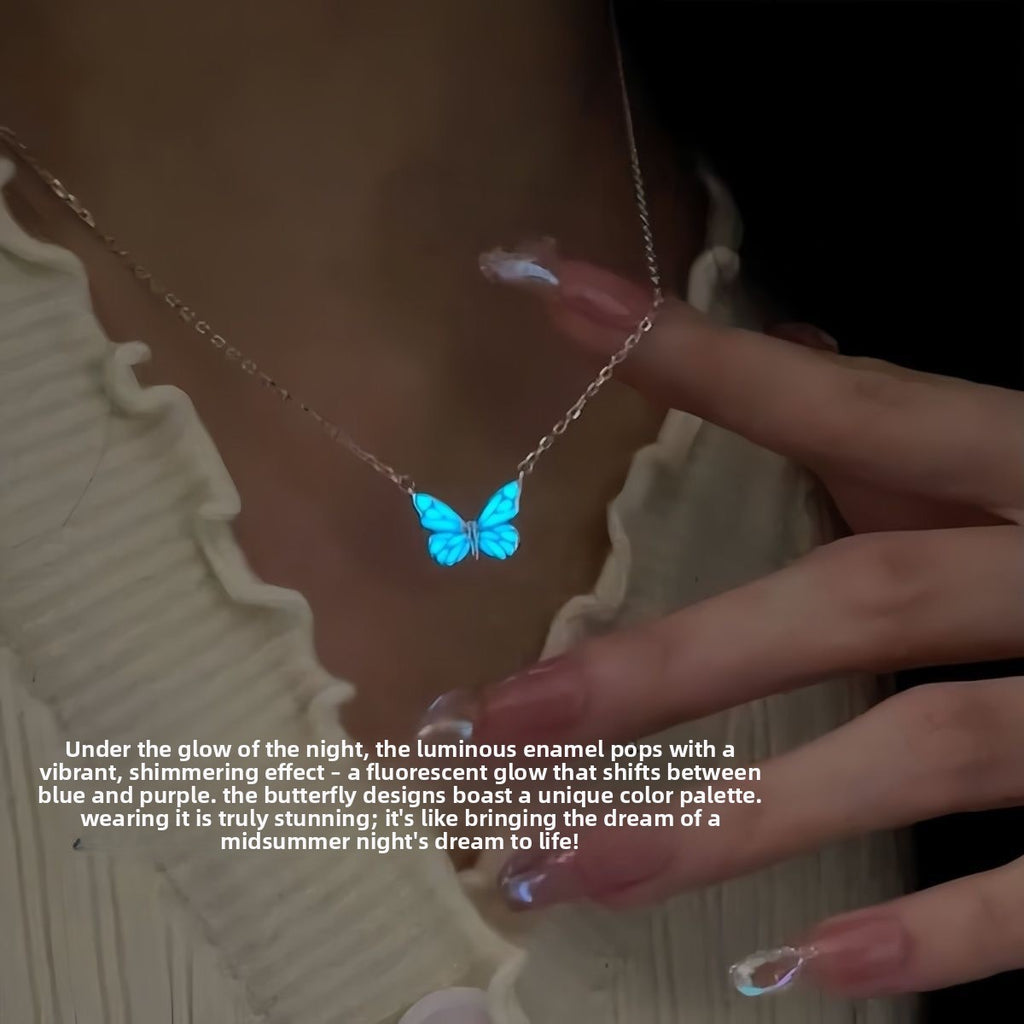 Luminous Butterfly Adjustable Necklace and Bracelet Set