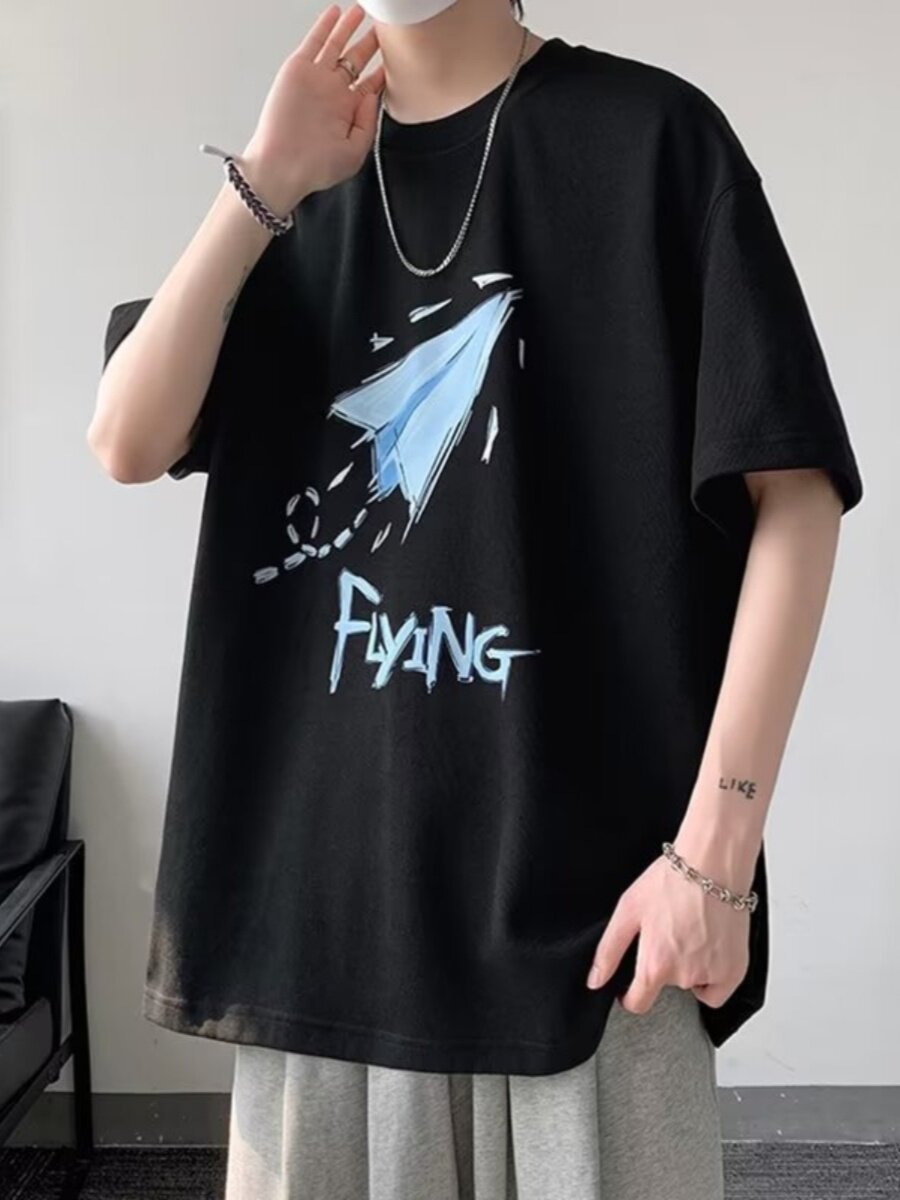 Mens Short Sleeve Tshirt Loose Fit Casual Top
