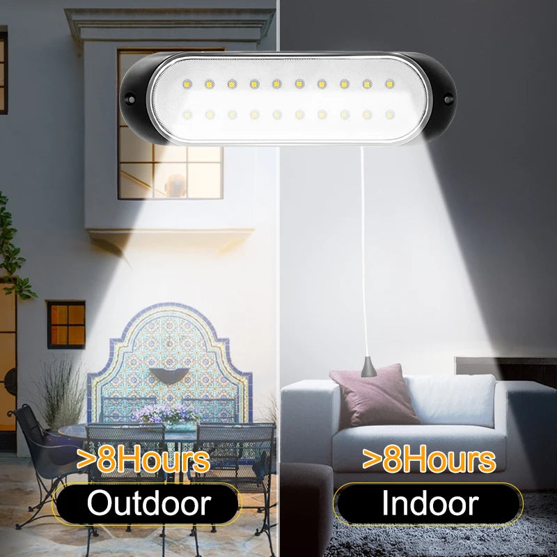 Newest 20 led Solar Lamp Separable Solar Panel and Light With Line Waterproof Pull- Switch Lighting Available Outdoor or Indoor