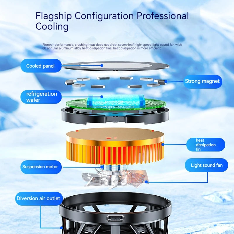 15W GT31 Mobile Cooler for Mobile Phones Magnetic Attraction Back Clip Mobile Fan