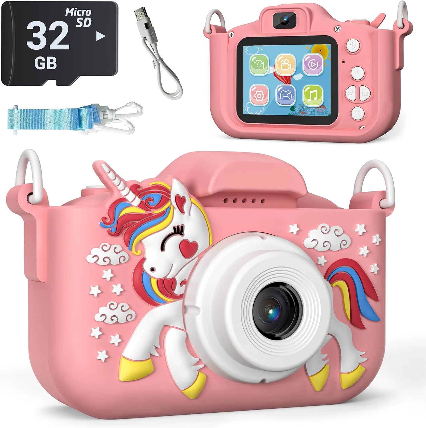 Super Cute Children Camera 1080P HD Toddler Digital Video Camera 2.0-inch Kids Camera with Silicone Cases Toys for  Christmas
