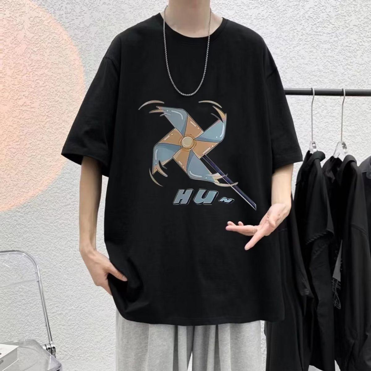 Mens Short Sleeve Tshirt Loose Fit Casual Top