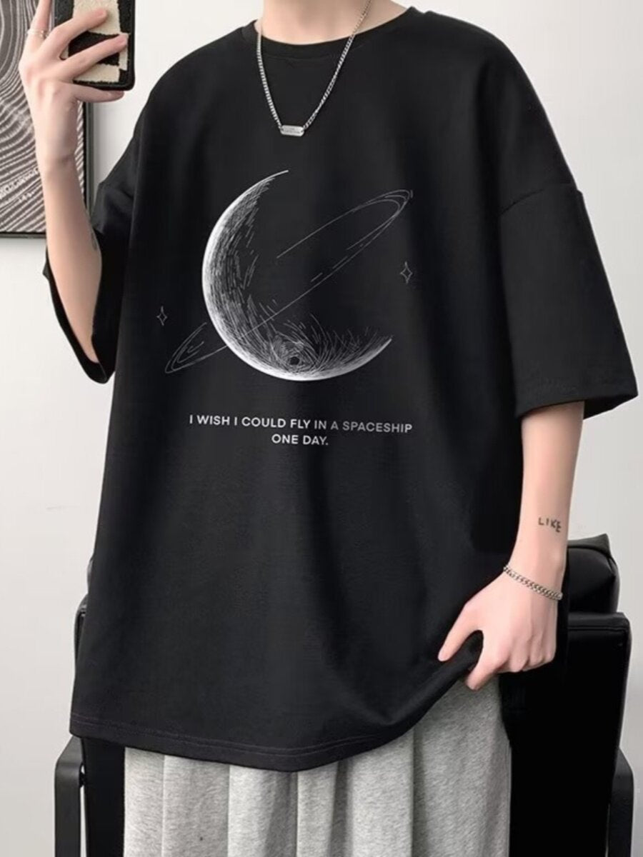 Mens Short Sleeve Tshirt Loose Fit Casual Top